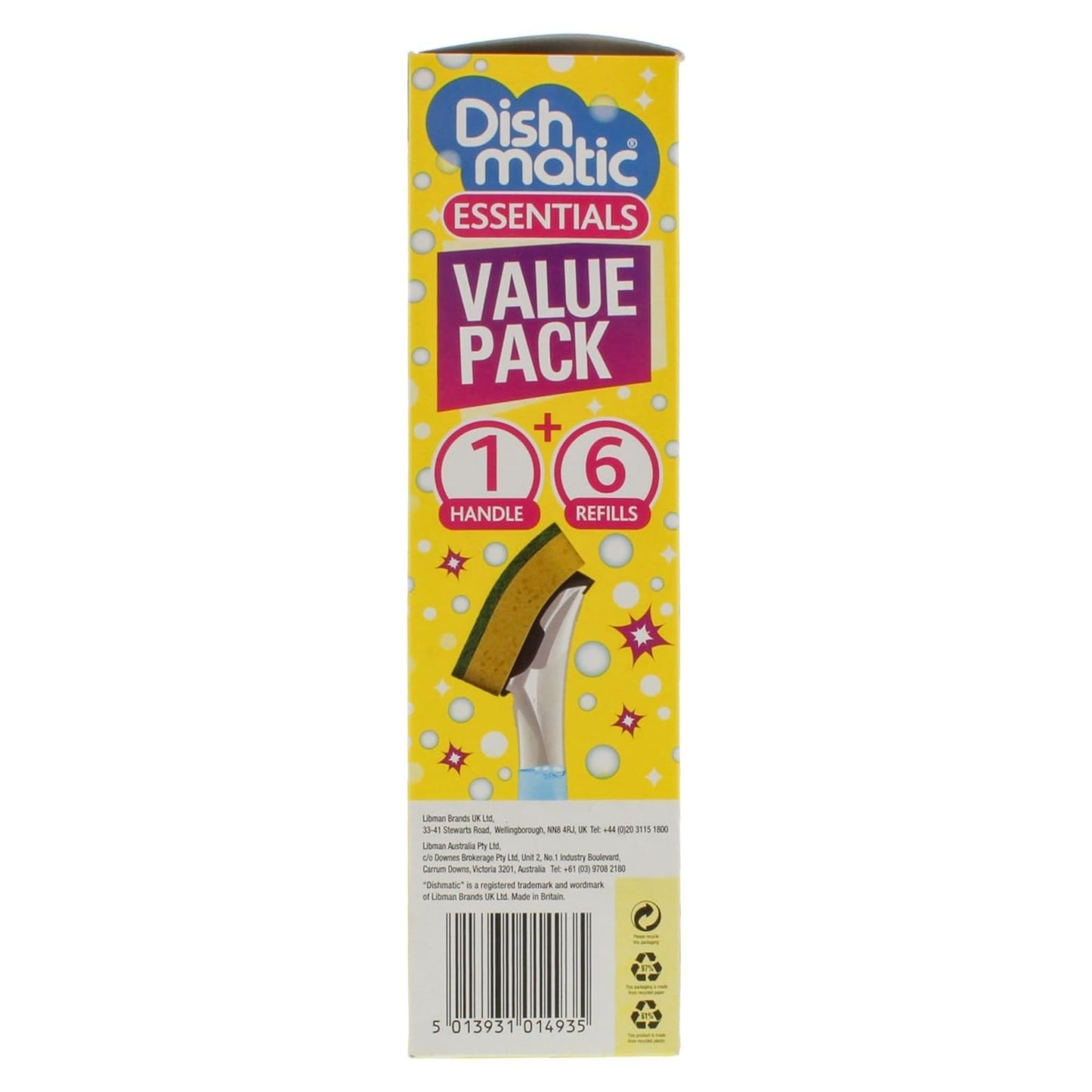 Dishmatic Sponge Essentials Bonus Pack -1 Handle & 6 Refills x3