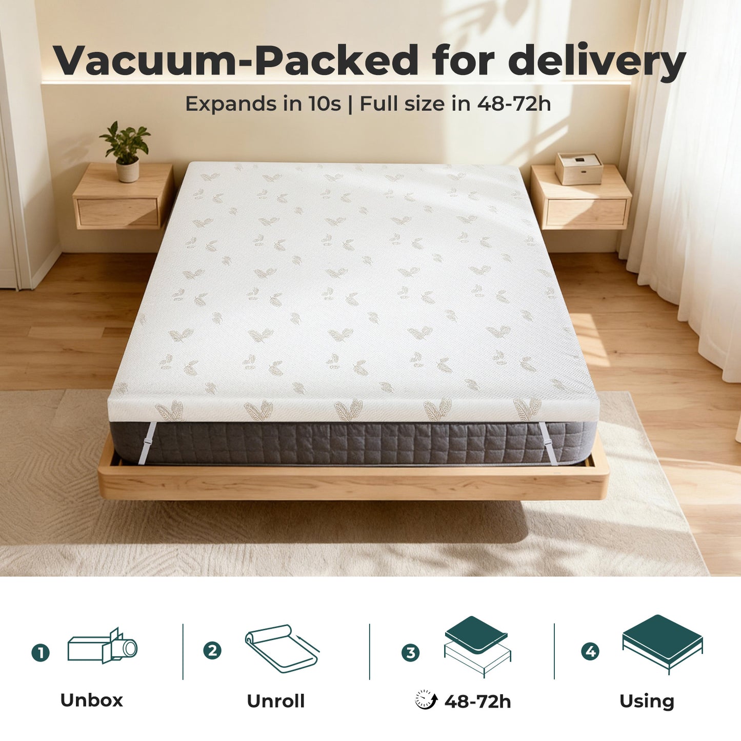 Lavio Mattress Topper Memory Foam Super King Dual Layer Pressure Relief Washable