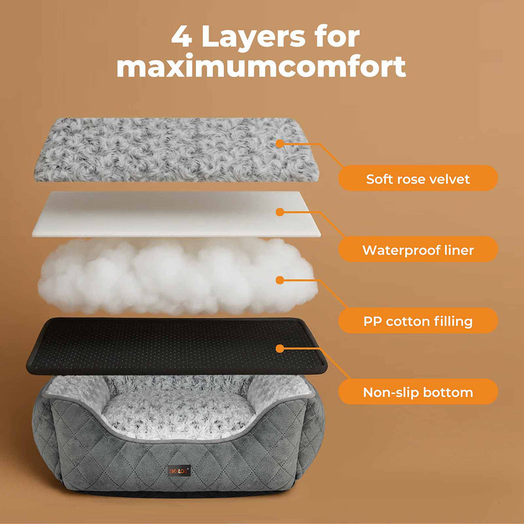 Skylos Large Dog Calming Bed Pet Puppy Fluffy Plush Cushion Waterproof Washable