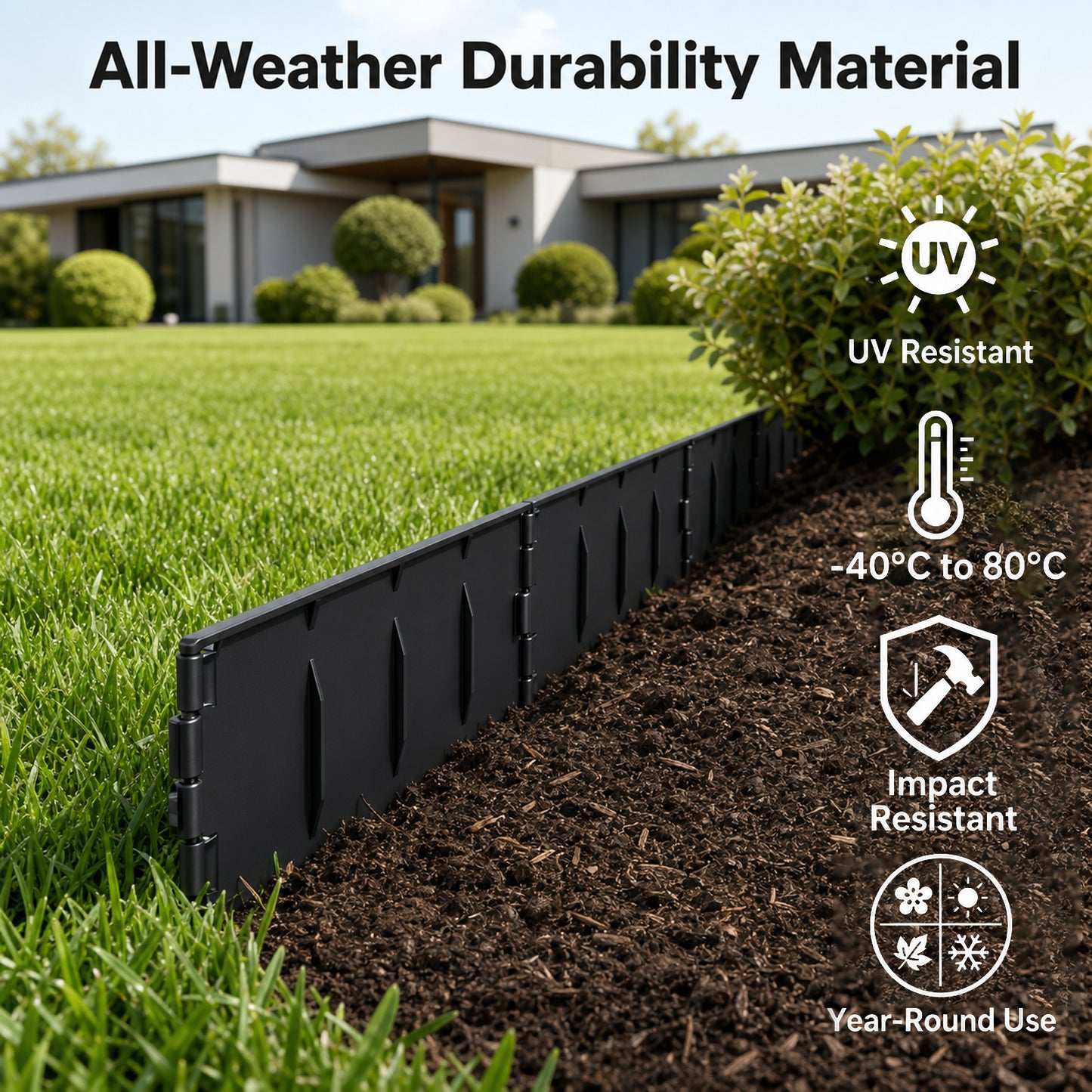 Lambu Lawn Edging Garden Edging Border Flexible PP PE Modular Black 178pc