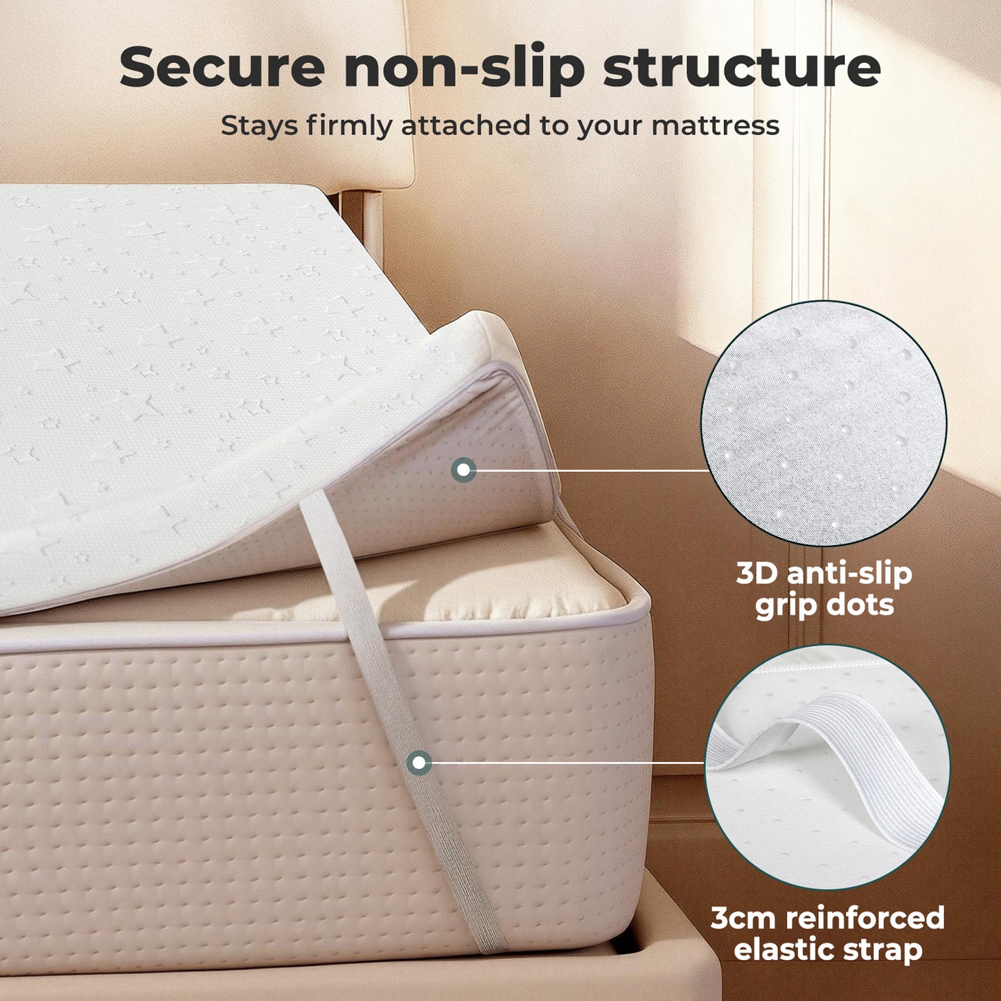 Lavio Mattress Topper Memory Foam Cooling Bamboo 2 Layer Single Double King 5cm