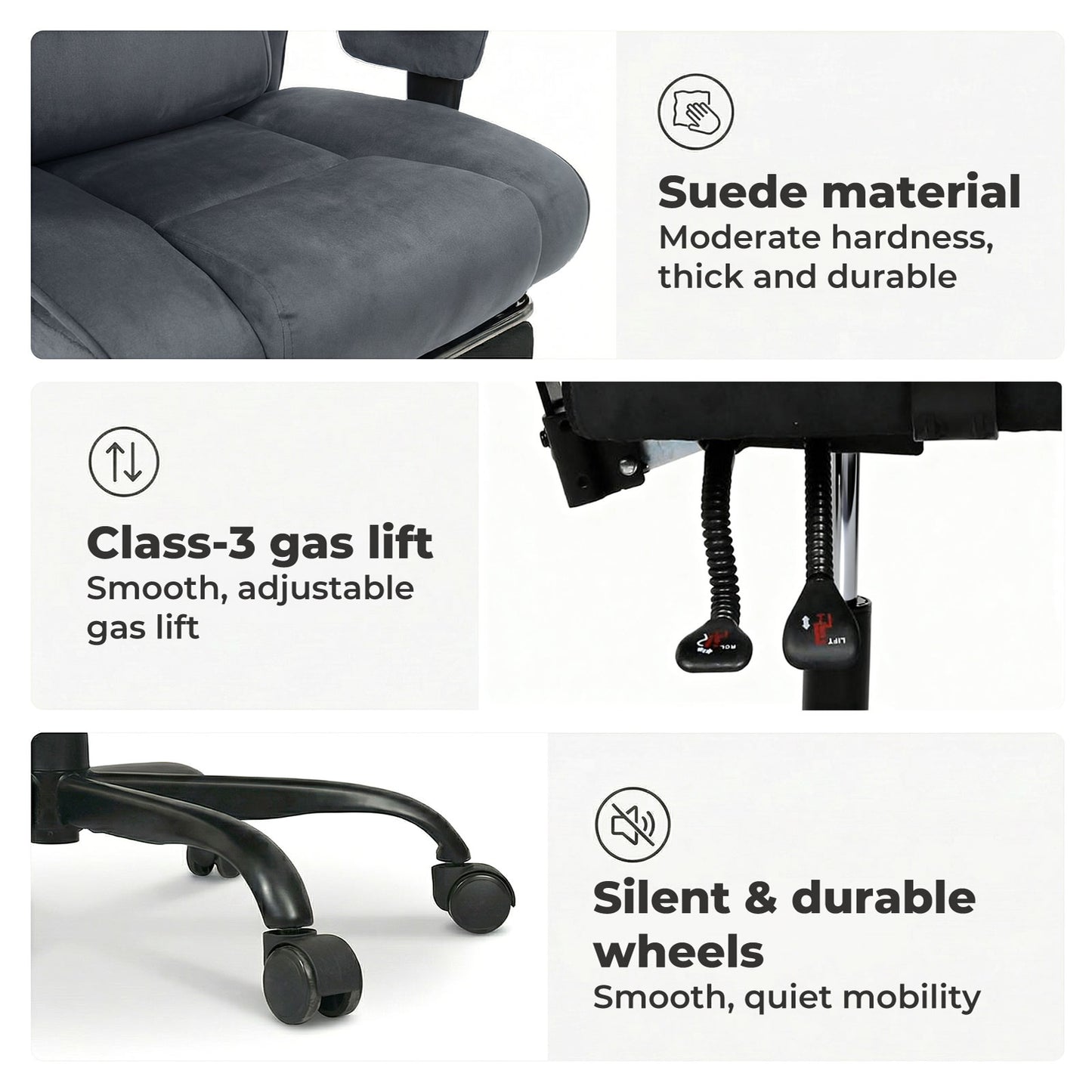 Levede Ergonomic Office Chair Suede Recline Pressure Relief Spring Seat Footrest