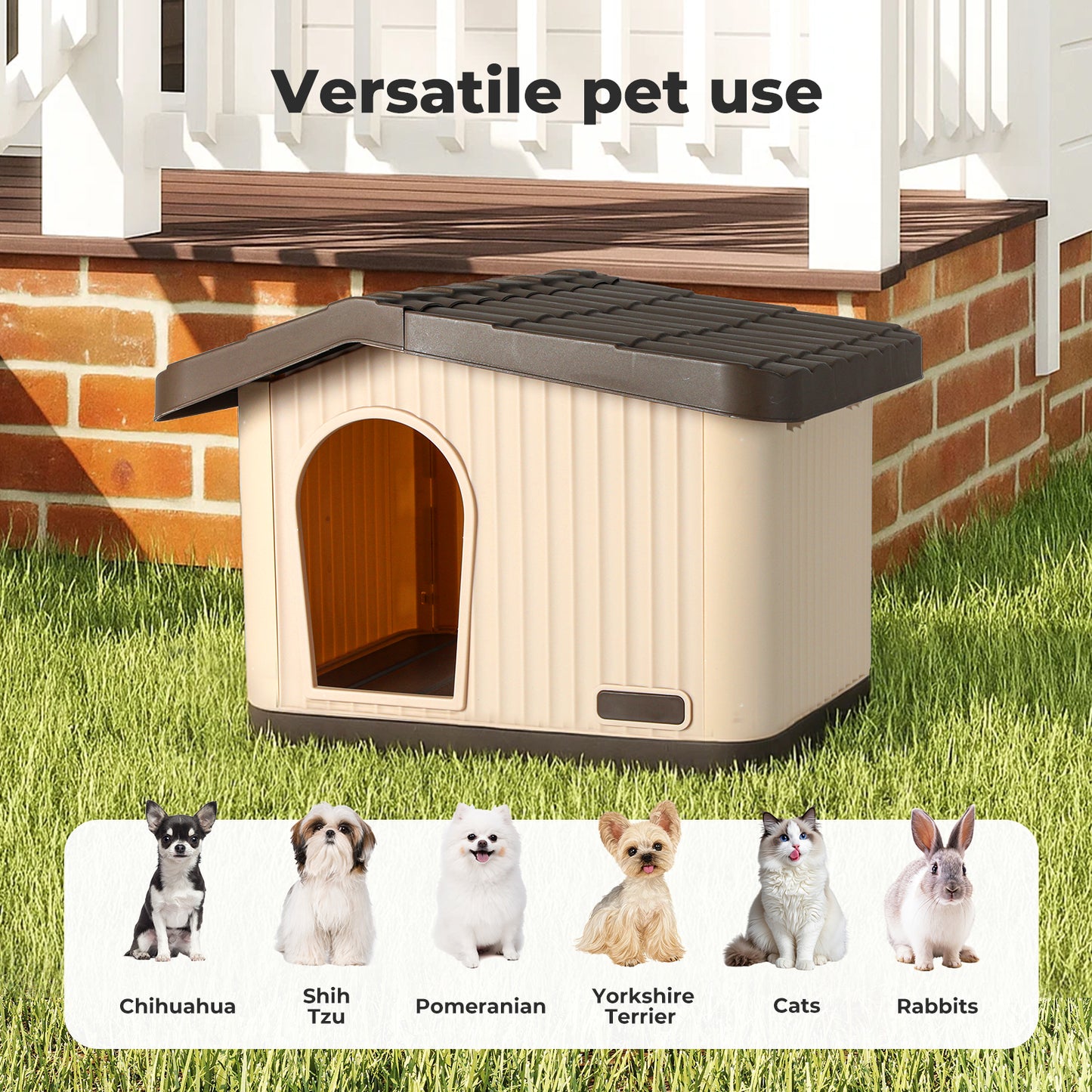 Skylos Plastic Dog House Outdoor Pet Kennel Shelter Warm for Small Medium Dog