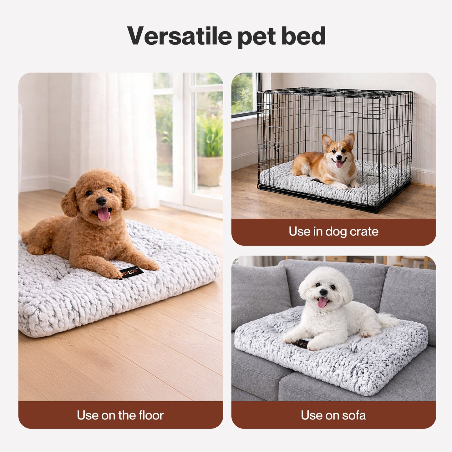 Skylos Dog Bed Luxury Pet Mattress Plush Soft Warm Cushion for Senior Small Dogs