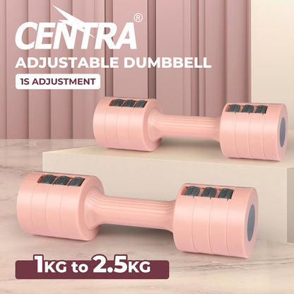 Centra 2x Adjustable Dumbbells 1-2.5KG Metal Home Gym Exercise Weight Training