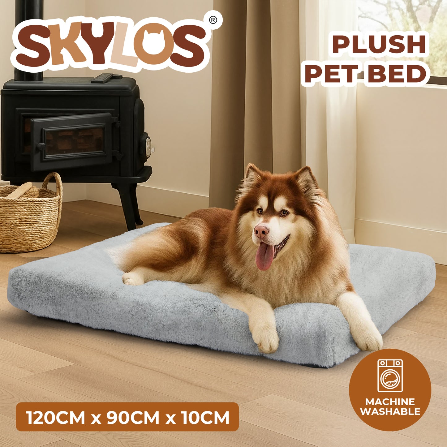Skylos Pet Bed Cushion Extra Large Dog Mattress Plush Washable Pet Crate Pad Mat
