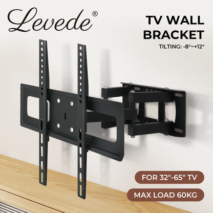 Levede TV Wall Bracket Full Motion Swivel Tilt for 26 32 40 42 46 50 55 65" TV
