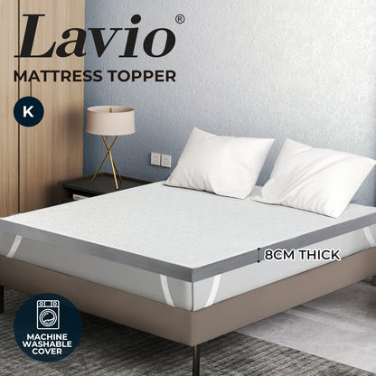 Lavio King Mattress Topper Memory Foam Dual Layer Hotel Quality Bed Protector
