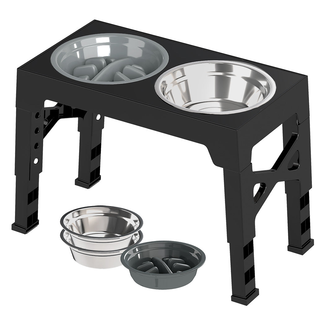 Skylos Dog Raised Elevated Pet Feeding Bowls Stainless Steel Adjustable Stand