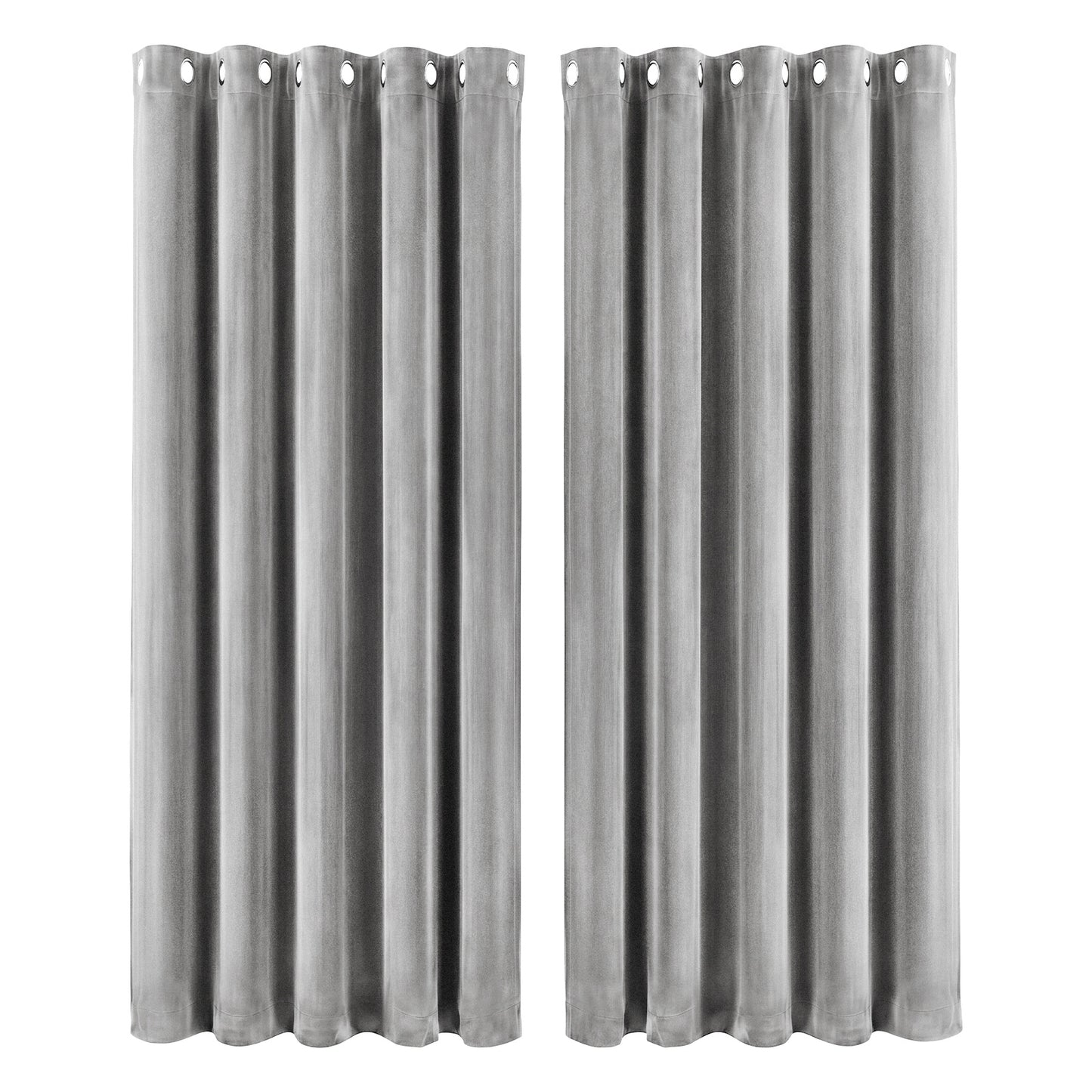 Marlow Thick Thermal Blackout Curtains Velvet 66x90 Inch Eyelet Ring Top Grey
