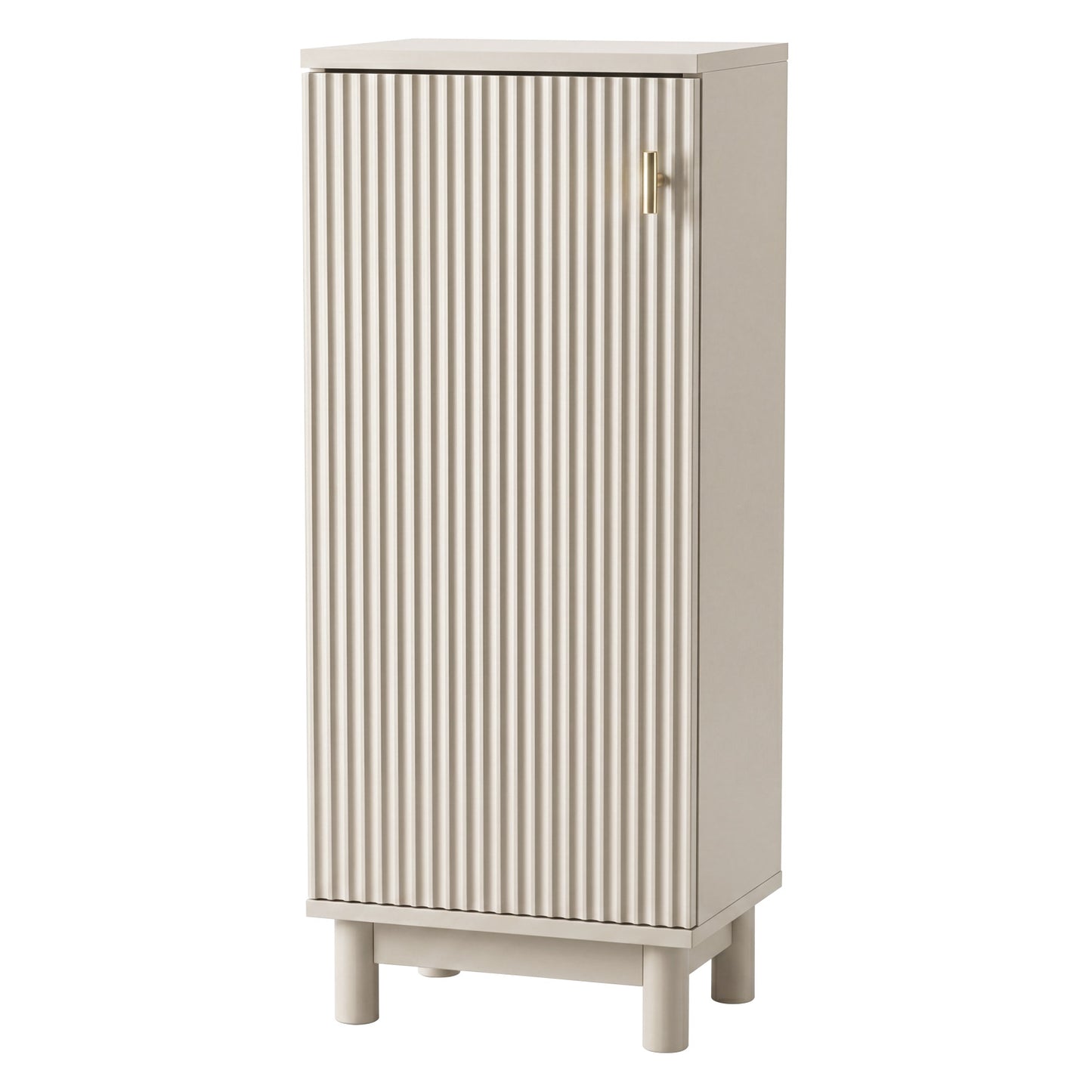 Levede Slim Bathroom Cabinet Tall Fluted Storage Cupboard Adjustable Shelf Cream