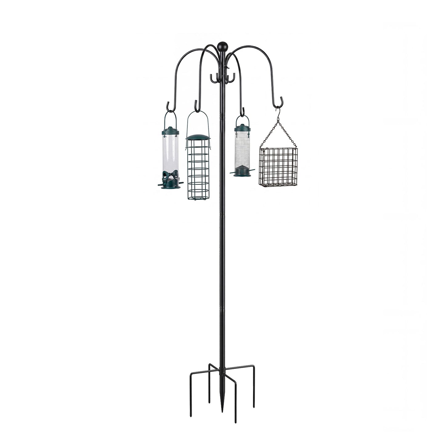 TOQUE Complete Bird Feeding Station 4 Feeders Outdoor Garden Wild Birds Feeder
