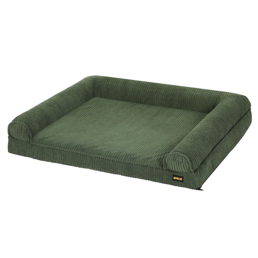 Skylos Orthopedic Dog Bed Washable Cozy Corduroy Puppy Pet Sofa Cushion Green