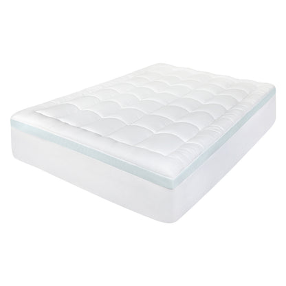 Lavio Mattress Topper Double King Deep Quilted Memory Foam Microfiber Dual Layer