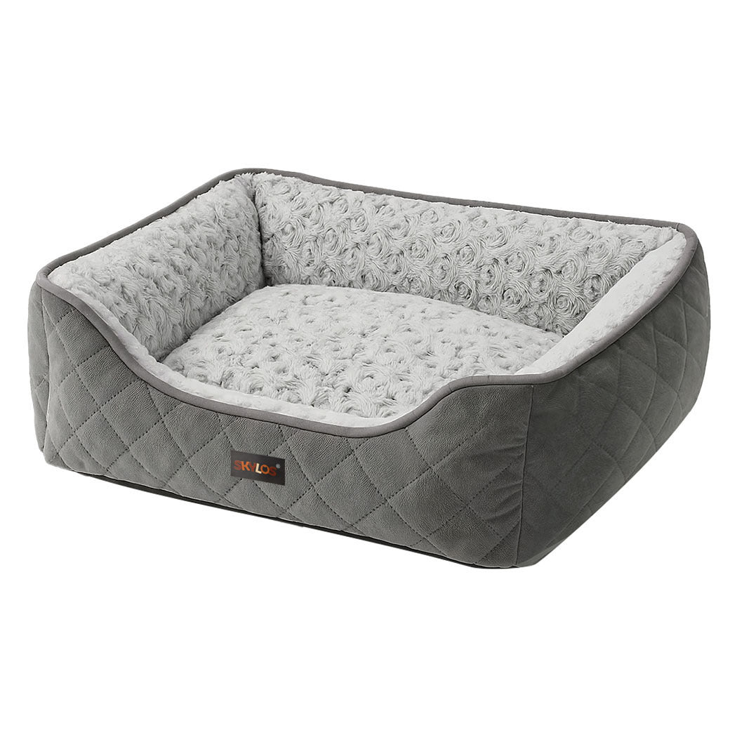 Skylos Dog Bed Large Pet Cushion for Calming Anti Anxiety Fluffy Plush Washable