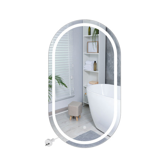 Led Bathroom Mirror With 3 Light Oval Makeup Wall Mirrors Illuminated 50x75cm