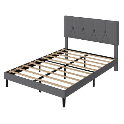 Levede Bed Frame Upholstered Linen Fabric Wooden Slats with Headboard King Size