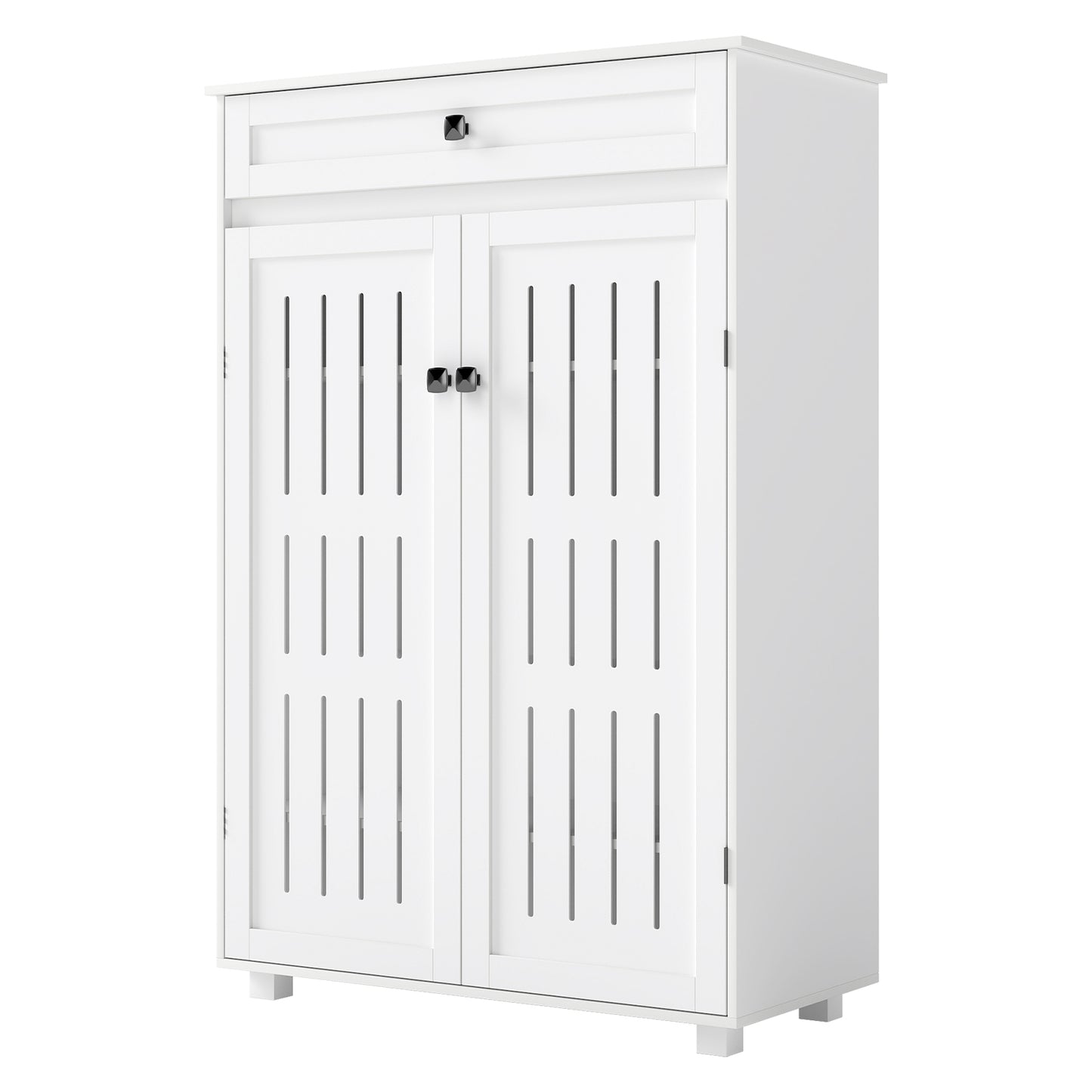 Levede Shoe Cabinet Storage Cupboard Wooden Footwear Stand Rack 2 Doors White