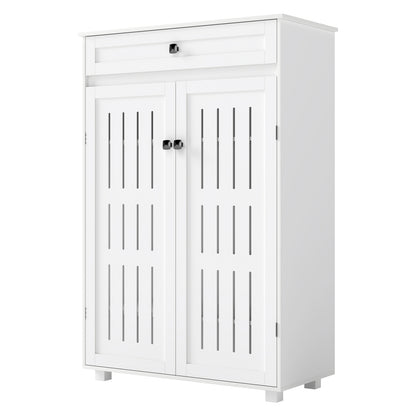 Levede Shoe Cabinet Storage Cupboard Wooden Footwear Stand Rack 2 Doors White
