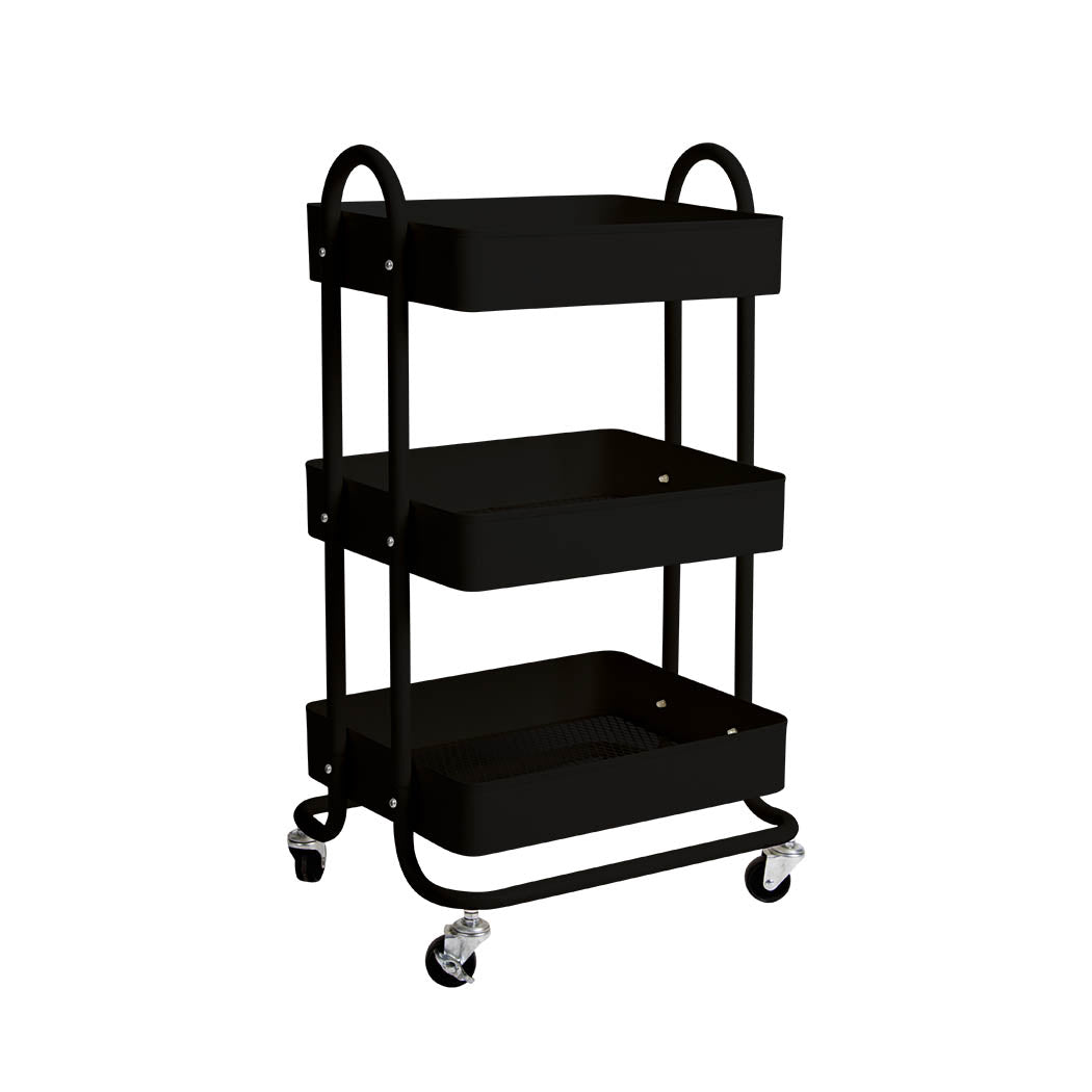 Levede Kitchen Trolley Cart 3 Tiers Storage Rack Steel Shelf Organiser Wheels