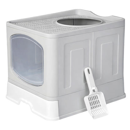 Skylos Cat Litter Box Foldable Entry Top Exit Anti Tracking Cat Litter Tray
