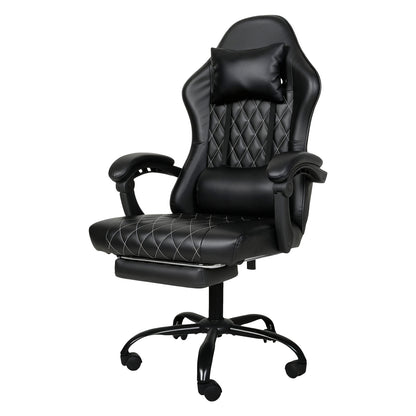 Levede Office Desk Chair PU Gaming Recliner Adjustable Height Swivel Black
