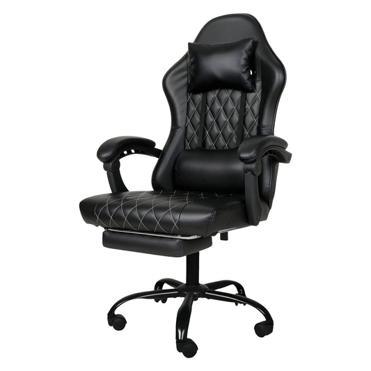 Levede Office Desk Chair PU Gaming Recliner Adjustable Height Swivel Black