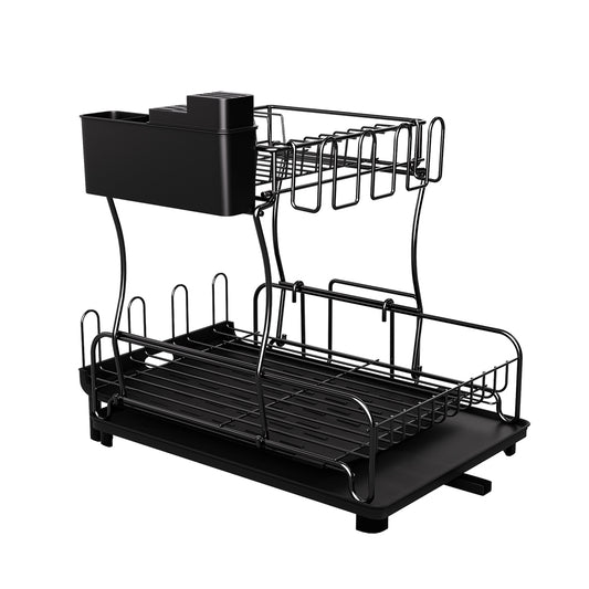 Toque Expandable Dish Drainer Rack 2 Tier Cutlery Plate Holder with Drip Tray