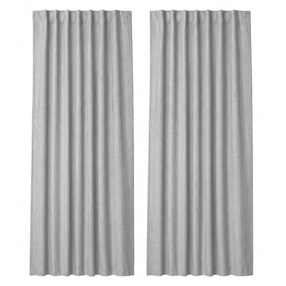 Marlow 100% Blackout Curtains Thermal Linen Look Pair Ready Made 46x54 in Grey