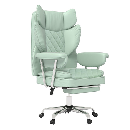 Levede Office Desk Chair Big and Tall for Heavy People with Footrest PU Green