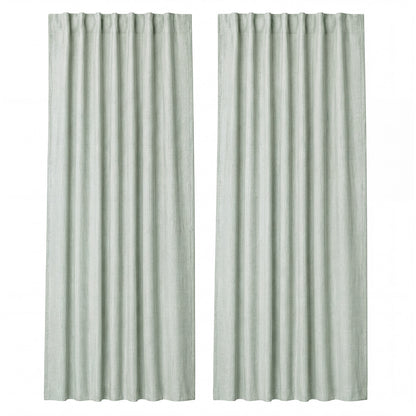 Marlow 100% Blackout Curtains Thermal Linen Look Pair Ready Made 52x84 in Green