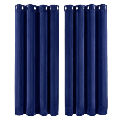 Marlow Thick Thermal Blackout Curtains Velvet 46x54 Inch Eyelet Ring Top Blue