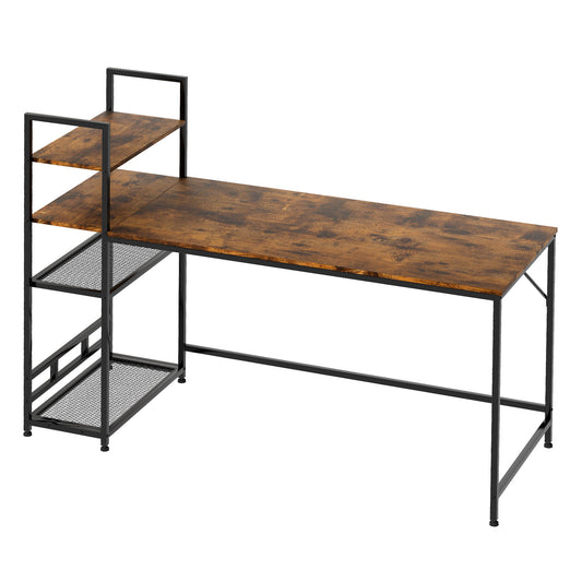 Levede Computer Desk Study Table Home Office Workstation with 4-Tier Shelf 160CM