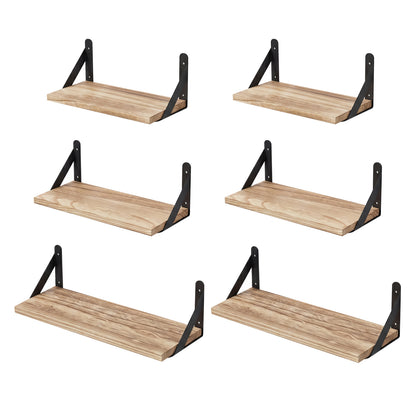 Levede Floating Shelves 6 Set Wood Shelves for Wall Brown Modern Storage Home