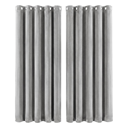 Marlow Thick Thermal Blackout Curtains Velvet 66x72 Inch Eyelet Ring Top Grey