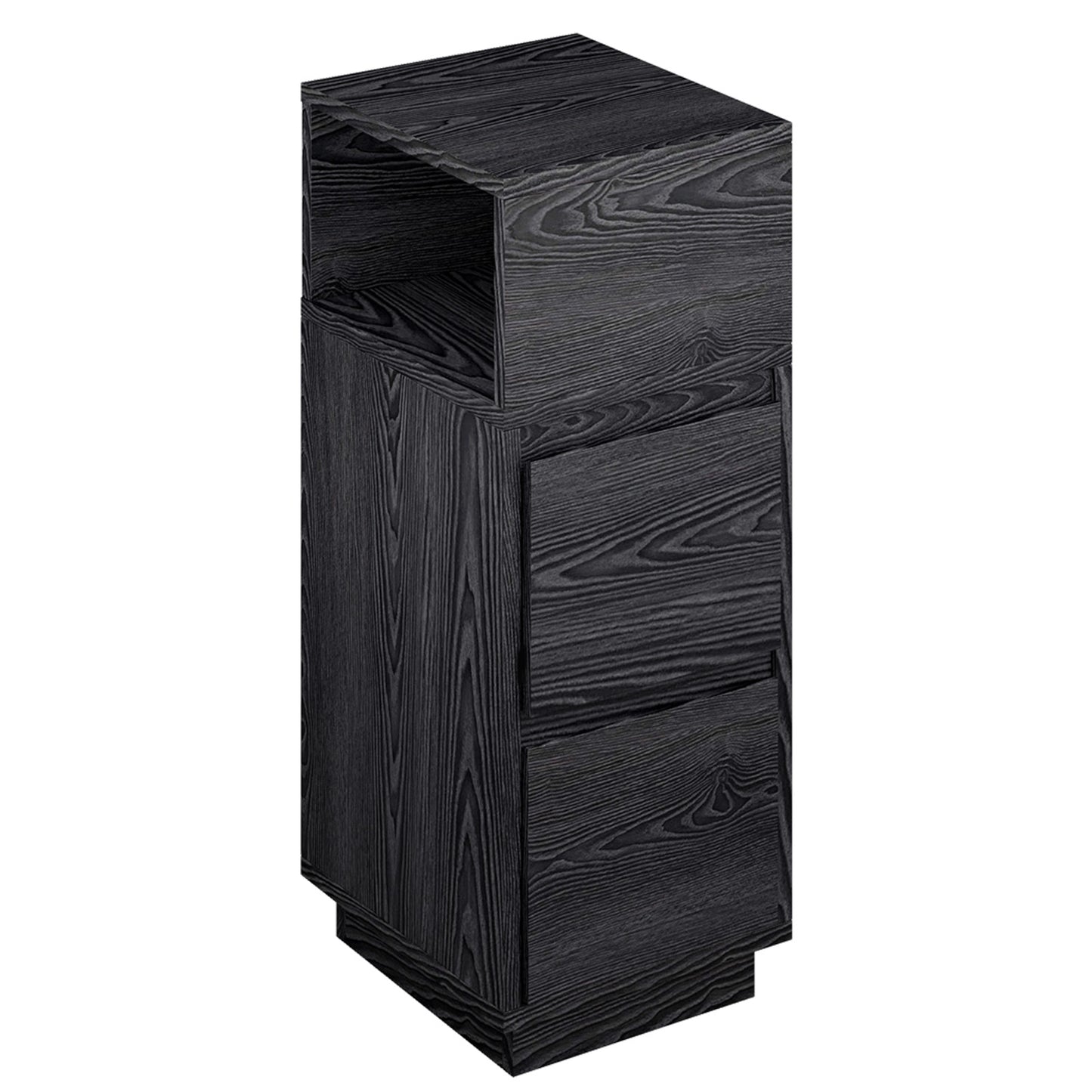 Levede Slim Bedside Table Storage Nightstand with 2 Drawers & Open Shelf Black