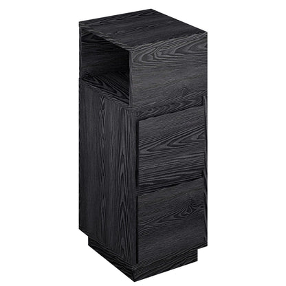 Levede Slim Bedside Table Storage Nightstand with 2 Drawers & Open Shelf Black