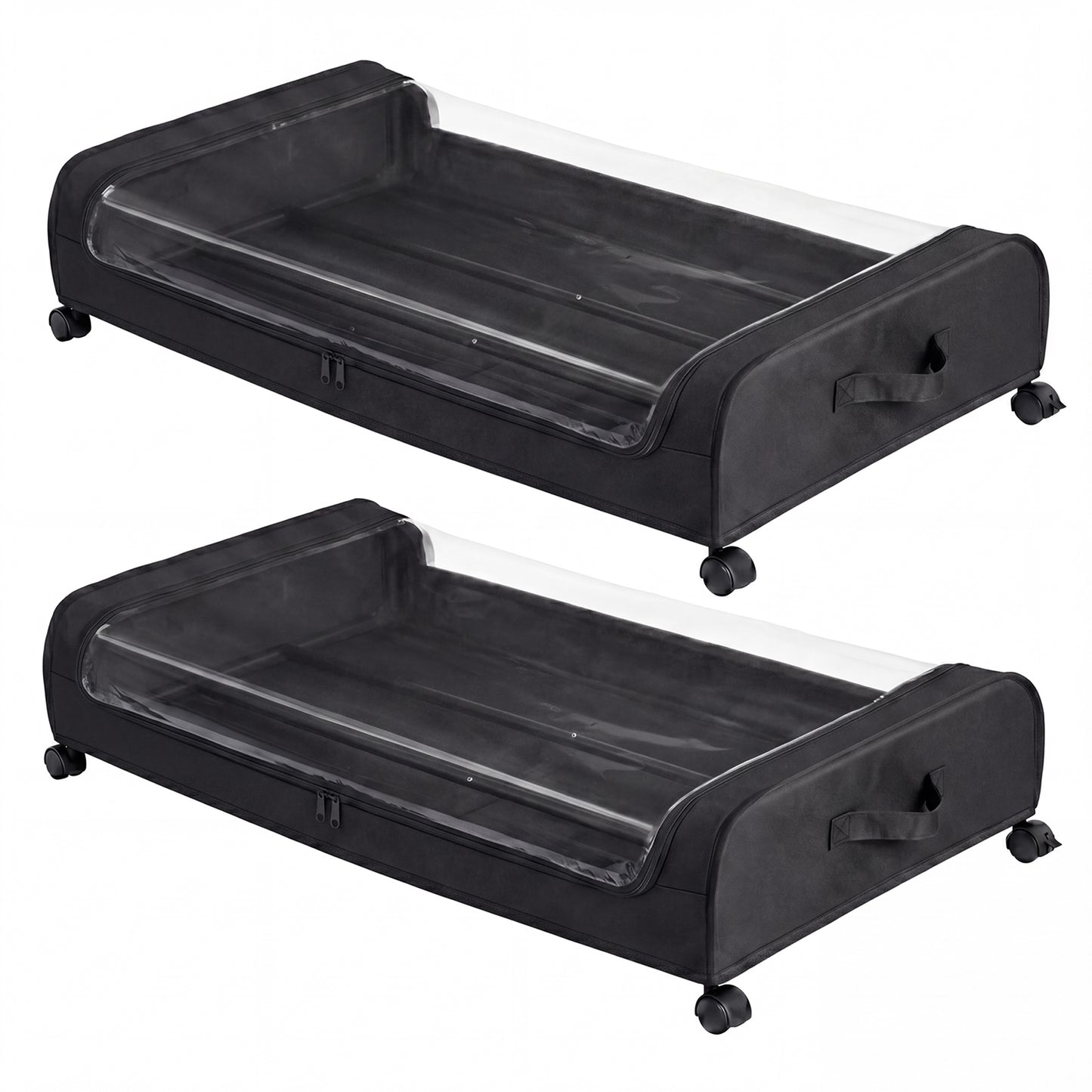 Levede Under Bed Storage Boxes with Lids  Rolling  Oxford  Metal Frame  2 Packs