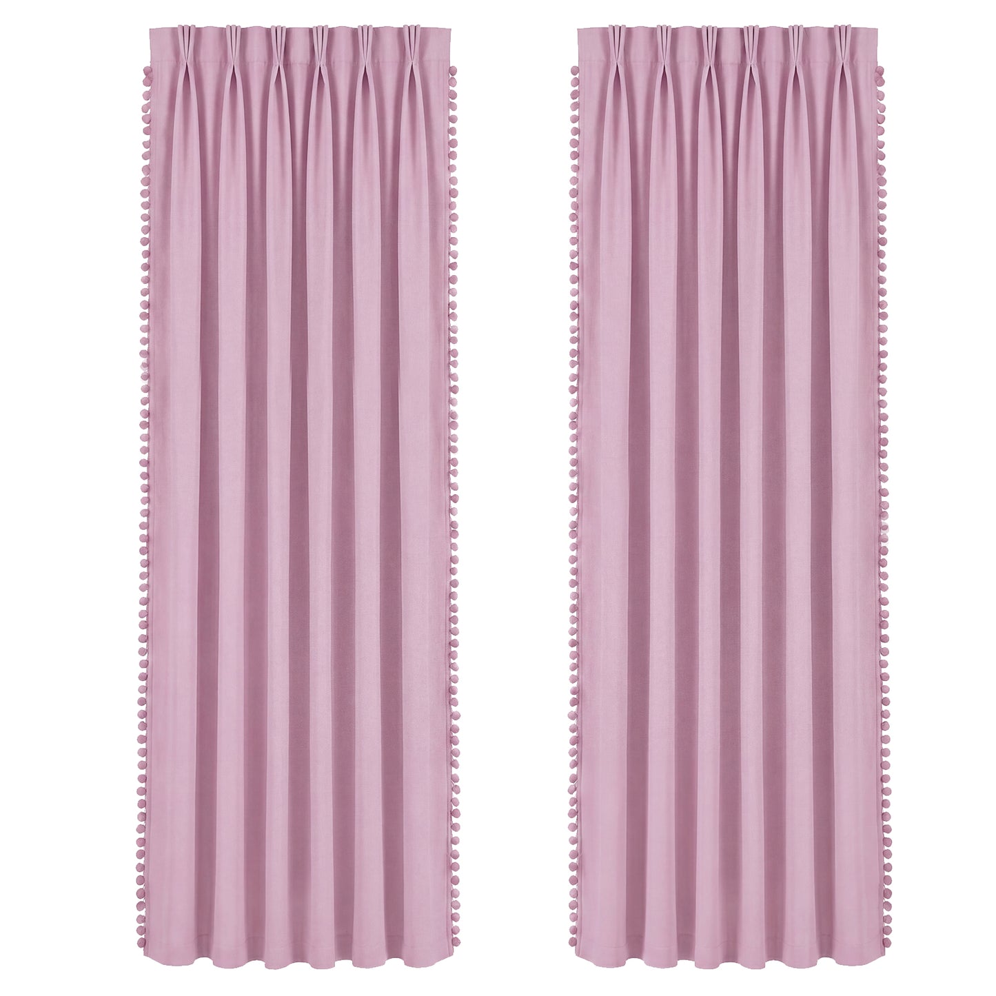 Marlow Pink Pom Pom Curtains for Nursery & Baby Girls Room 46"x72"  2 Panels
