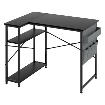 Levede Computer Desk L Shaped Corner Office Table Home Storage Shelves Drawers