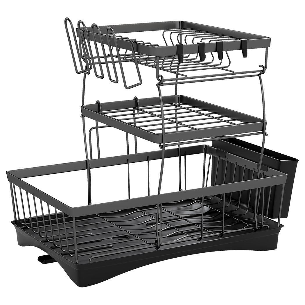 Toque Dish Drainer Drying Rack Drip Tray Stainless Steel Expandable Over Sink