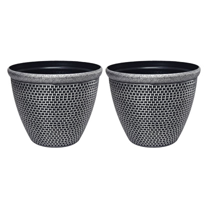 TOQUE 2PCS Plastic Garden Plant Pots 30cm Round Outdoor Planters Drainage Holes