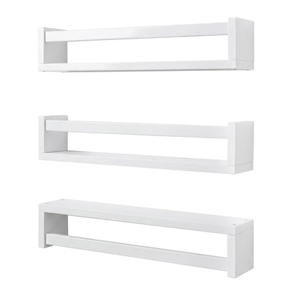 Levede Nursery Book Shelves Kids Wall Floating Shelf White Solid Wood 3 Pack