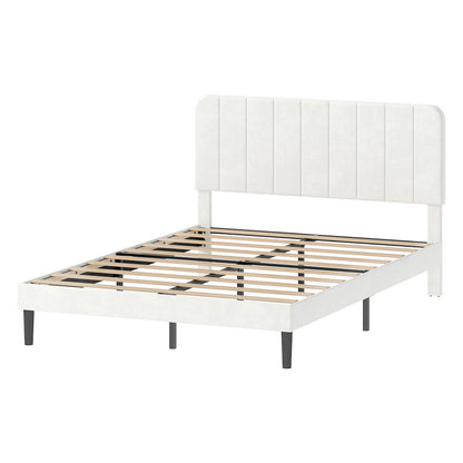 Levede Bed Frame Velvet Upholstered Platform Adjustable Headboard Double King
