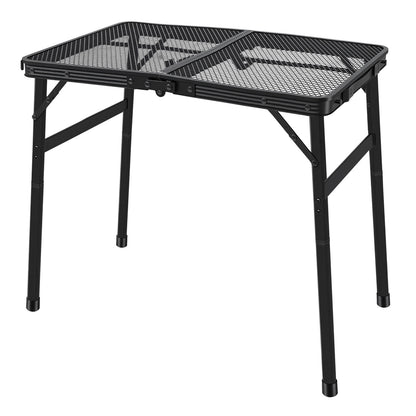 Levede Folding Camping Table Adjustable Height Aluminium Picnic Desk Black 60cm