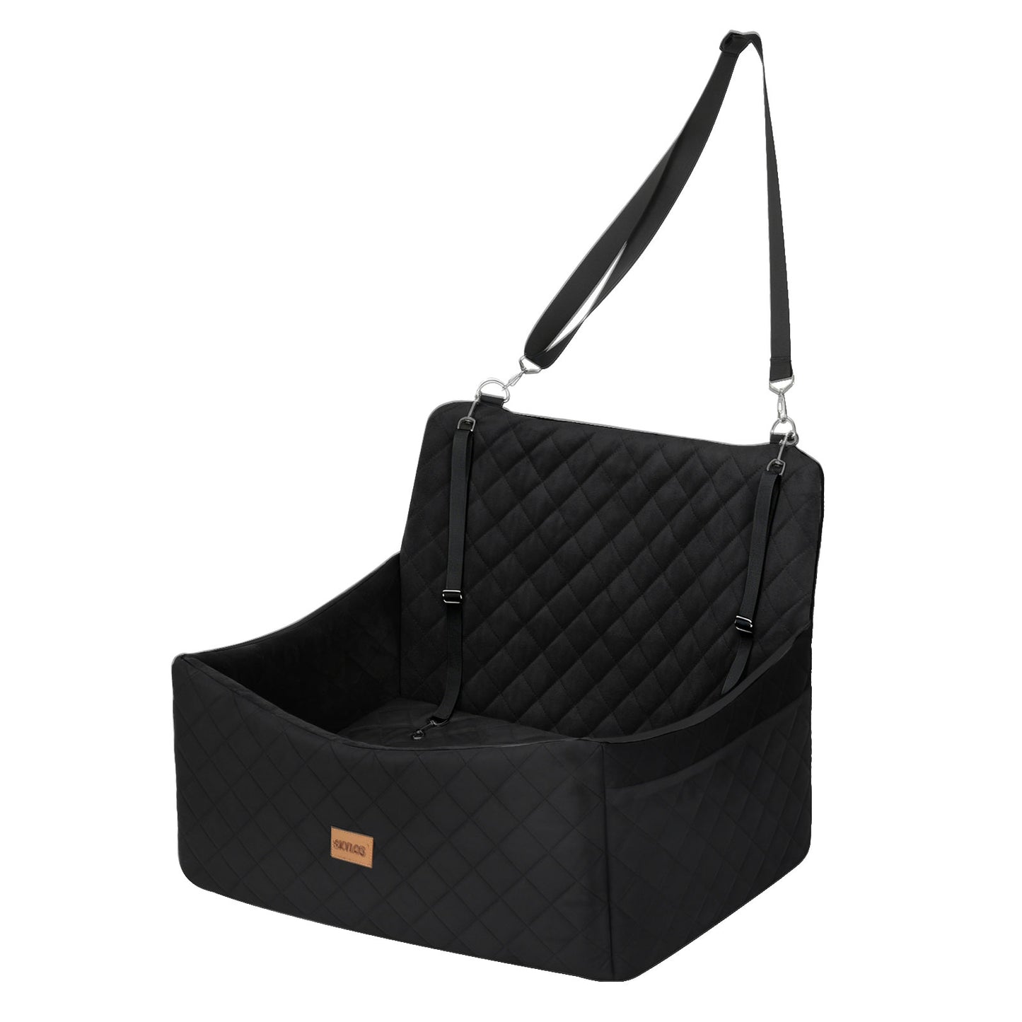 Skylos Dog Booster Car Seat Travel Carrier Bed Basket for Pet up to 55lbs Black