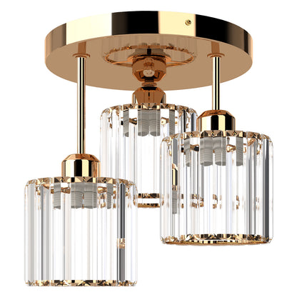 Emitto Crystal Ceiling Light 3 Light E27 Chandelier Semi Flush Mount Lamp Gold