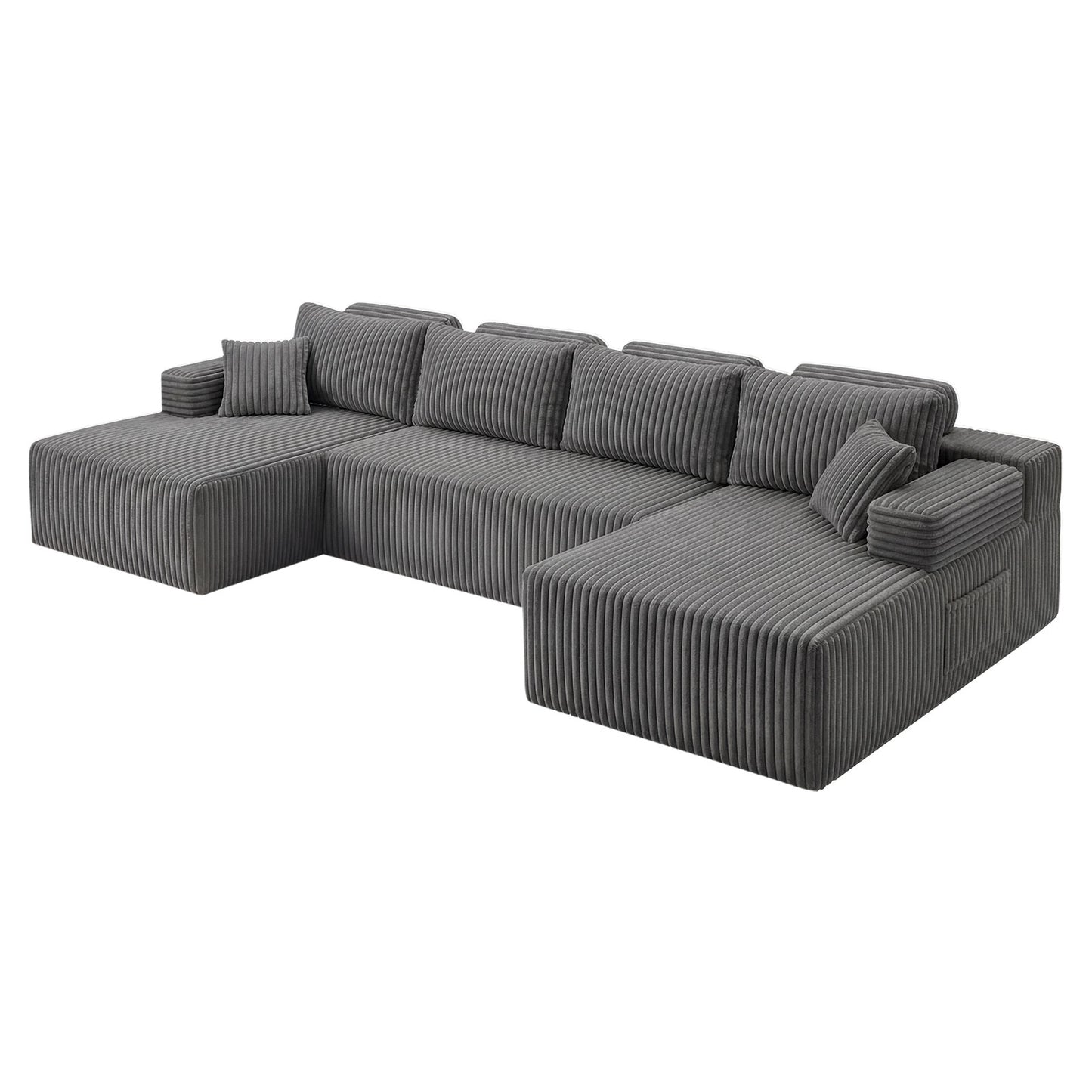 Levede Modular Sectional Sofa 4 Seater Convertible Bed Corduroy Boneless Couches