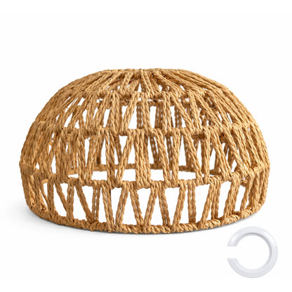 Emitto Rustic Ceiling Pendant Light Shade Hemp Rope Lamp Shade Boho Yellow 23cm