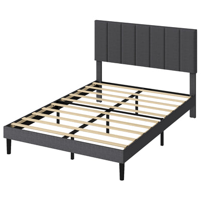 Levede Bed Frame Small Double Soft Upholstered Modern Linen Fabric Wooden Slat